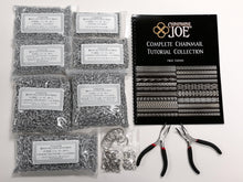 Load image into Gallery viewer, Complete Chainmail Kit - 20 Weave Tutorial Book, 23,000+ Rings(Over 4 Pounds of rings), Clasps, & Tools